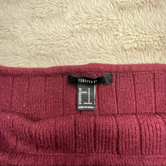 F21 Distressed Burgundy Sweater Dress - Picture 3 of 3